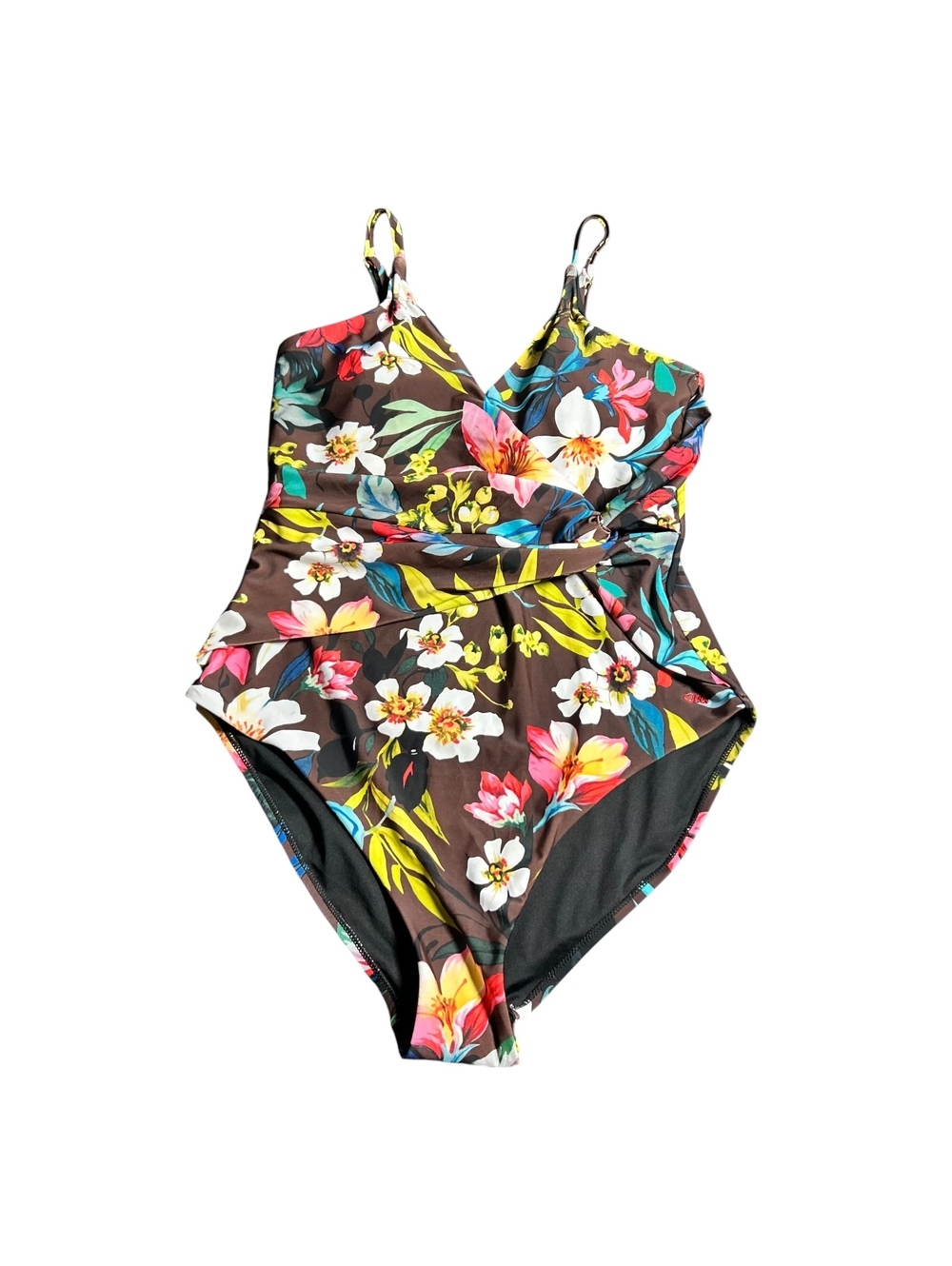 Robert Graham Paradise Hawaiian Floral V front One-Piece Swimsuit size 12 New